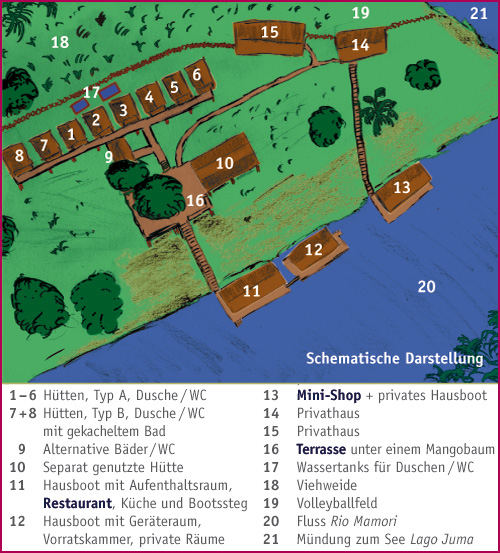 Lageplan der Amazonas Lodge Juma Lake Inn